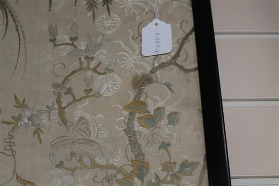 A late 19th century Chinese embroidered silk picture 45 x 69cm